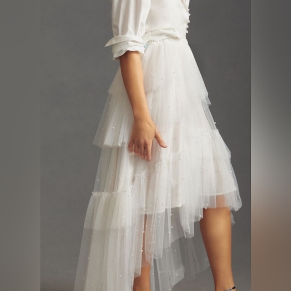 Anthropologie maeve tulle white skirt size L - Picture 2 of 8